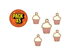 Dije Esmaltado Cupcake Rosa x 5 Unidades